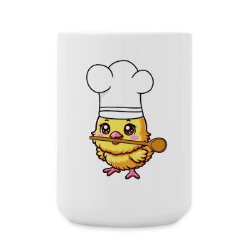 Chapeau de chef Cuiller de cuisine Poussin Cuisinier Cuisinier Cuisinier - Grande tasse 440 ml - blanc - Devant