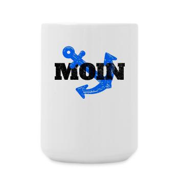Moin Hamburg Anker Hamburger Hafen Fan Stadt HH - Große Tasse 440 ml - Weiß - Vorne