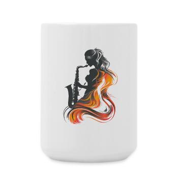 Saxophonist Graphic Design - Large Mug 440 ml - white - Front