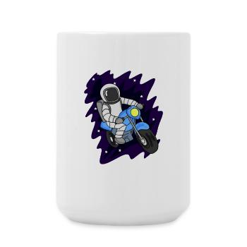 Astronaut Motorcycle Space - Large Mug 440 ml - white - Front