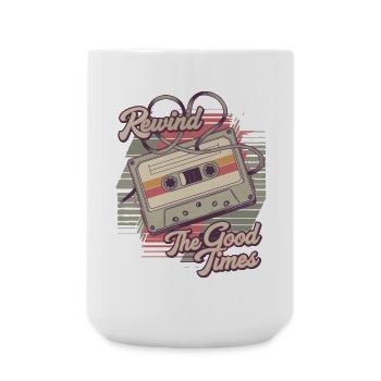 Rewind the Good Times Vintage Cassette Design - Large Mug 440 ml - white - Front