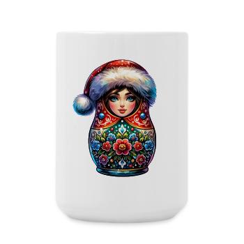 Russische Matroschka Weihnachten Russland - Große Tasse 440 ml - Weiß - Vorne