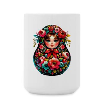 Russian Girl Matryoshka Moscow with Sunglasses - Large Mug 440 ml - white - Front