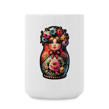 Russian Girl Matryoshka Moscow with Sunglasses - Large Mug 440 ml - white - Front