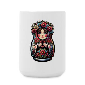 Russian Girl Matryoshka Moscow with Sunglasses - Large Mug 440 ml - white - Front