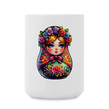 Russian Girl Matryoshka Moscow with Sunglasses - Large Mug 440 ml - white - Front