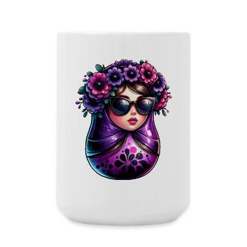 Russian Girl Matryoshka Moscow with Sunglasses - Large Mug 440 ml - white - Front