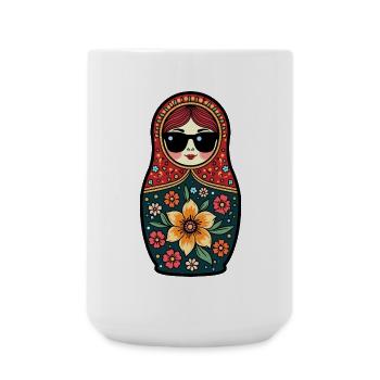 Russian Girl! Matryoshka Russian Sunglasses - Large Mug 440 ml - white - Front