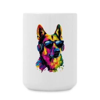 Berger Allemand Couleurs vives Pop Art Chien Chiens de berger - Grande tasse 440 ml - blanc - Devant