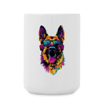 Berger Allemand Couleurs vives Pop Art Chien Chiens de berger - Grande tasse 440 ml - blanc - Devant