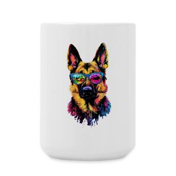 Berger Allemand Couleurs vives Pop Art Chien Chiens de berger - Grande tasse 440 ml - blanc - Devant
