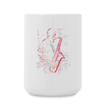 Saxophone Player Line Art - Large Mug 440 ml - white - Front