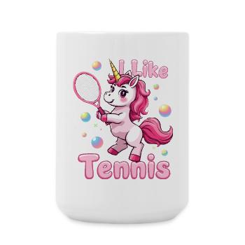 Einhorn Tennis Kinder Geschenk - Große Tasse 440 ml - Weiß - Vorne