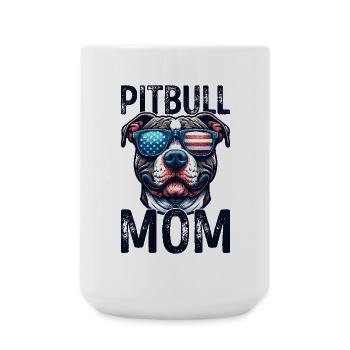 Pitbull Mom Patriotic Lustiges 4th of July - Große Tasse 440 ml - Weiß - Vorne