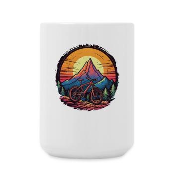 Mountainbiking Cartoon Stil - Große Tasse 440 ml - Weiß - Vorne