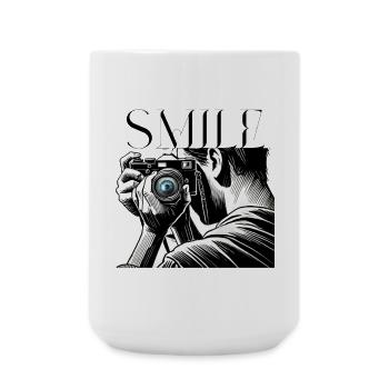 Mise au point de l’appareil photo - Conception de sourire pour les photographes - Grande tasse 440 ml - blanc - Devant