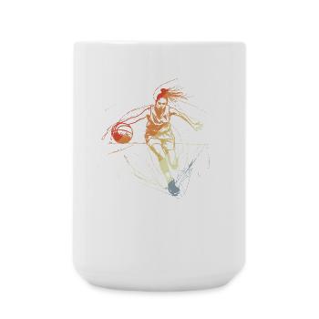 Retro Basketballerin Line Art - Große Tasse 440 ml - Weiß - Vorne