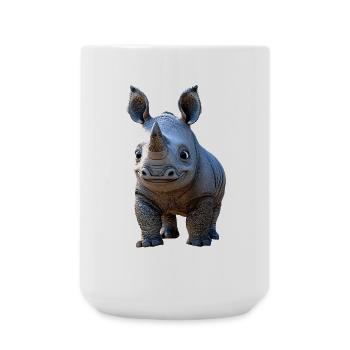 Nashorn Rhinozeros Afrika Safari Nashörner Rhino - Große Tasse 440 ml - Weiß - Vorne