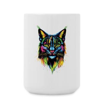 Lynx Chat sauvage Grands chats Chats Mignon Lynx - Grande tasse 440 ml - blanc - Devant