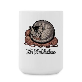 The Void Beckons Cute Cat Dark Humor Graphic - Large Mug 440 ml - white - Front