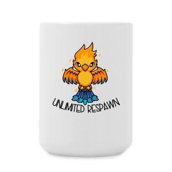 Unlimited Respawn – Cute Phoenix Cartoon - Large Mug 440 ml - white - Front