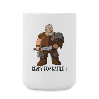 Funny Cartoon Warrior – Ready For Battle - Large Mug 440 ml - white - Front