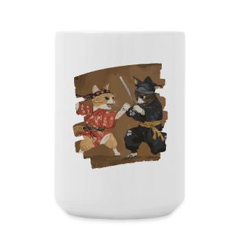 Japanese Cats Fight - Large Mug 440 ml - white - Front