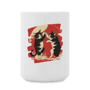 Japanese Cats Fight - Large Mug 440 ml - white - Front