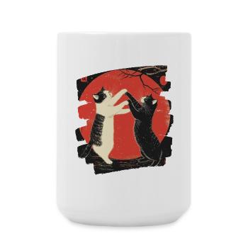 Japanese Cats Fight - Large Mug 440 ml - white - Front