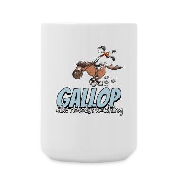 Gallop Like Nobodys Watching Rider Horses Cartoon - Large Mug 440 ml - white - Front