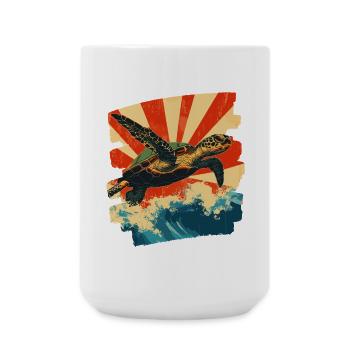 Meeresschildkröte Retro - Große Tasse 440 ml - Weiß - Vorne
