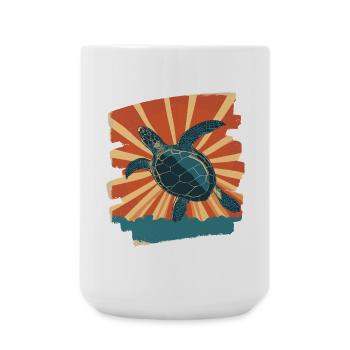 Meeresschildkröte Retro - Große Tasse 440 ml - Weiß - Vorne