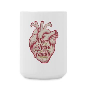 Maman : le cœur de notre famille - Unique Fête des Mères - Grande tasse 440 ml - blanc - Devant