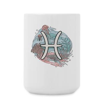 Fische Sternzeichen - Unterwasser Astrologie - Große Tasse 440 ml - Weiß - Vorne