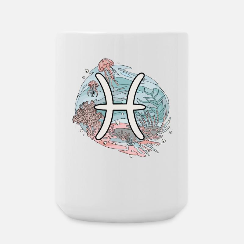 Fische Sternzeichen - Unterwasser Astrologie - Große Tasse 440 ml - Weiß