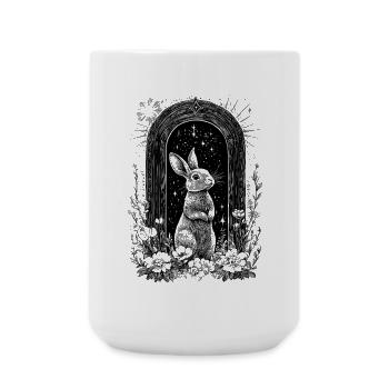 Hasenmotiv Boho Hase Frühling Bohemian Cottagecore - Große Tasse 440 ml - Weiß - Vorne