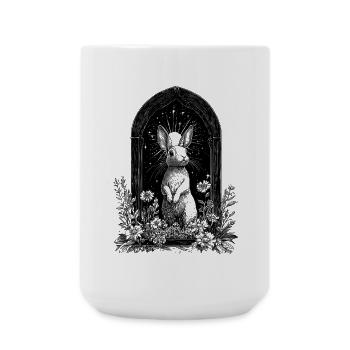 Boho Hase Bohemian Hasenmotiv Frühling Cottagecore - Große Tasse 440 ml - Weiß - Vorne