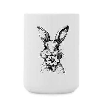 Ostern Hase Blume Blumenhase Cottagecore Frühling - Große Tasse 440 ml - Weiß - Vorne