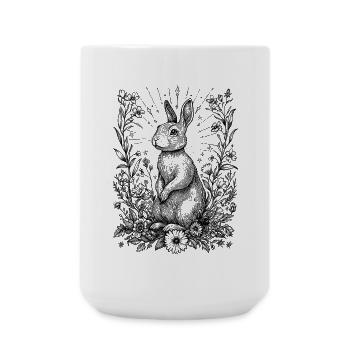 Cottagecore Boho Hase Hasenmotiv Frühling Bohemian - Große Tasse 440 ml - Weiß - Vorne