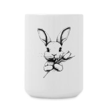 Hase Blume Blumenhase Cottagecore Ostern Frühling - Große Tasse 440 ml - Weiß - Vorne