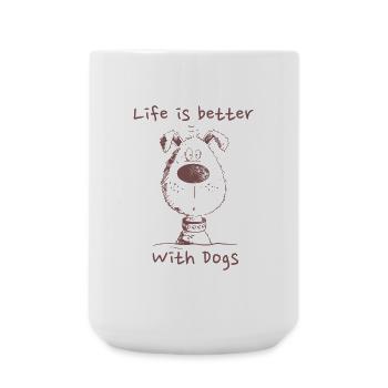 La vie est meilleure avec les chiens chien disant dessin animé - Grande tasse 440 ml - blanc - Devant