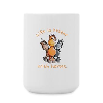 La vie est meilleure avec les chevaux Pferde Cartoon - Grande tasse 440 ml - blanc - Devant