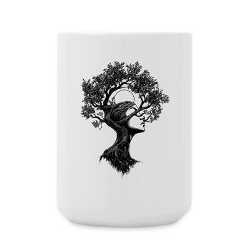Boho Tree Woman Nature Abstract Graphic Mystical - Large Mug 440 ml - white - Front