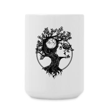 Baum Frau Boho Natur Abstrakt Grafik Mystisch - Große Tasse 440 ml - Weiß - Vorne