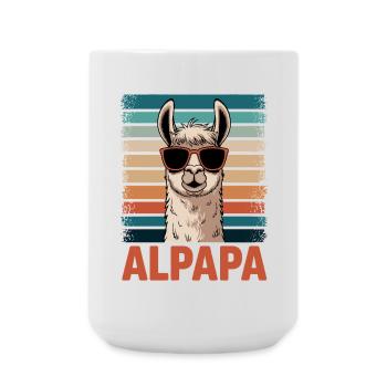 Papa Alpaga Papa Drôle Lama Cadeau de Fête des Pères - Grande tasse 440 ml - blanc - Devant