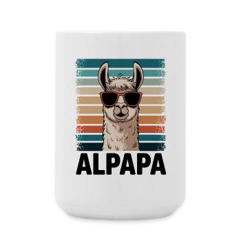 Papa Alpaga Papa Drôle Lama Cadeau de Fête des Pères - Grande tasse 440 ml - blanc - Devant