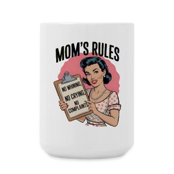 Mom's Rules Shirt | Funny Retro Design - Large Mug 440 ml - white - Front