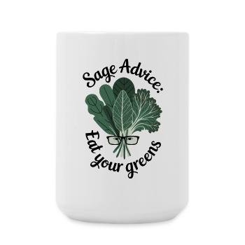 Sage Advice Eat Your Greens Lustiges Geschenk - Große Tasse 440 ml - Weiß - Vorne