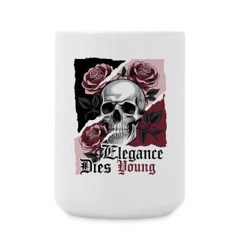 Elegance Dies Young Gothic Skull Rose - Large Mug 440 ml - white - Front