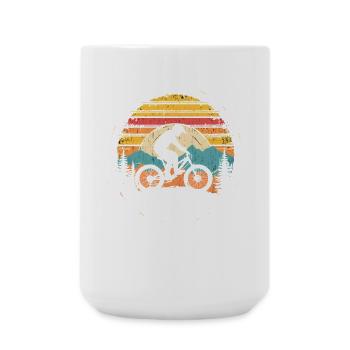 Mountain Bike Cyclist Vintage - Large Mug 440 ml - white - Front